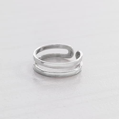 Silpada 'Parallel' Open Double-Band Midi Ring In Sterling Silver, Size 5 #TOP1