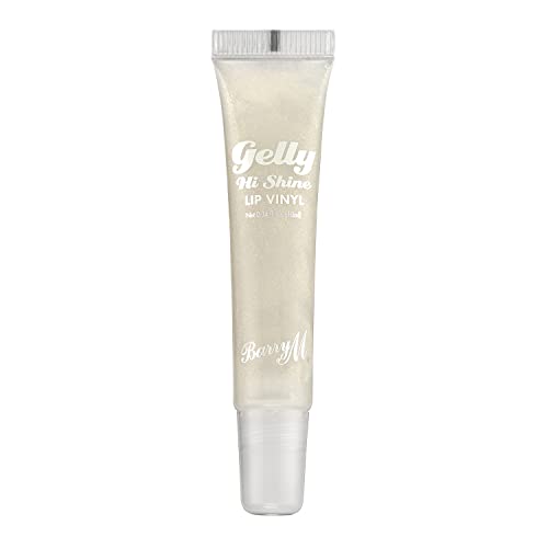 Barry M Gelly Hi Shine Lip Vinyl Gloss, Shade Modest - Clear with Shimmer | Glossy Finish