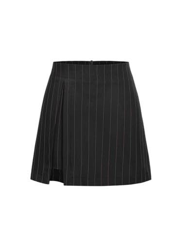 CIDER Skirts for Women Pinstripe Mini Skirt High Waist Slit Short Skirt Casual Office Bodycon Pencil Skirts