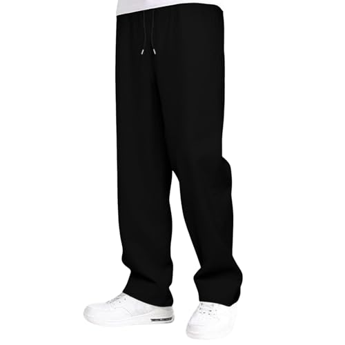 Sweatpants for Men Baggy Sweatpants Straight Casual High Waisted Elastic Waist Athletic Comfy Wide Leg Workout Pants