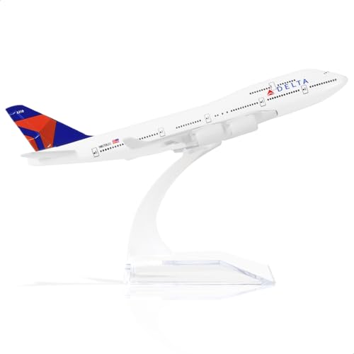 Evite réplicas frágiles con el modelo de avión Boeing 747 Delta de metal con soporte 2