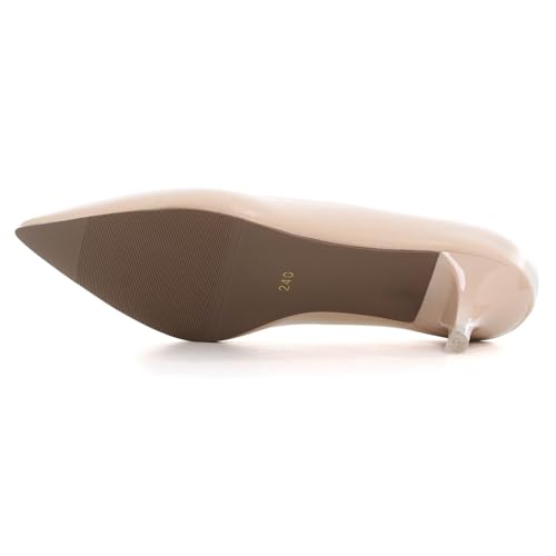 Image of Women's Low Kitten Heel Pumps Classic Fashion Dress Pumps Simple Heeled Shoes for Office Work