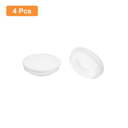Image of uxcell 4 Pcs Silicone Plugs, Rubber Round Snap in Locking Hole Plugs for 25-27mm Hole, Hole Stoppers Waterproof Hole Plug for Metal Tube, Furniture End Caps Inserts, White