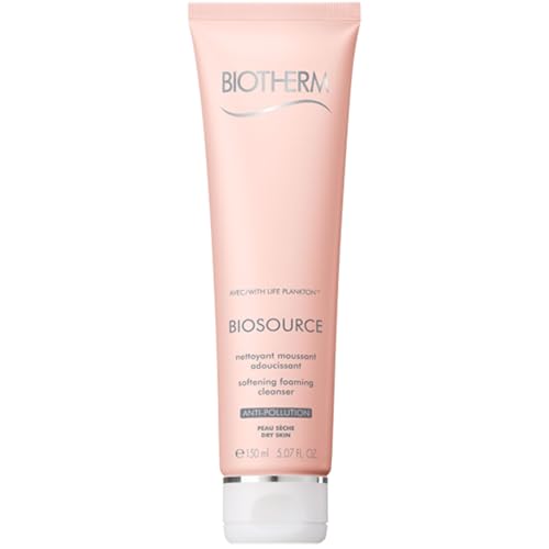 Biotherm Biosource Softening Foaming Cleanser, Rinse-Off Foaming Facial Cleanser and Make-Up Remover for Dry Skin with Biotech Plankton, for Soft and Hydrated Skin, Gel, 5.1 Fl. Oz.