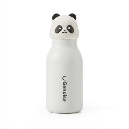 Image of JOUET Kids Stainless Steel Water Bottle 450ml with White Panda Character Lid, Leakproof Straw Bottle for School, Travel & Daily Use
