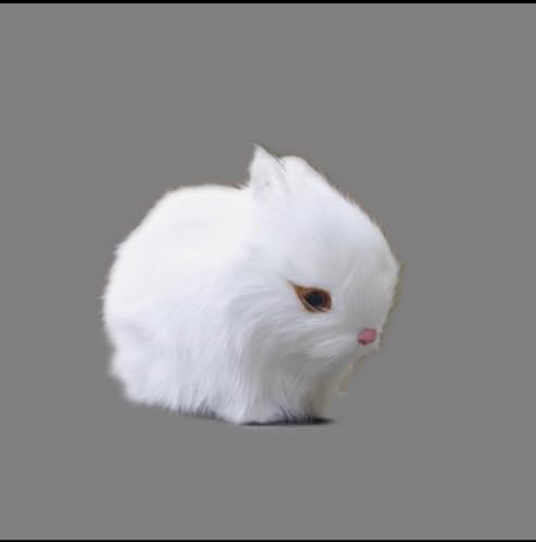 Figurine lapin réaliste de 13 cm en peluche blanche pour décoration de chambre