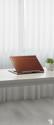 Image of Leatherette Table Top Writing Desk | Height Adjustable Leatherette Study Stand with Acrylic Finish | 10 mm Thick | Brown Color | Size - 18 x 24 Inch