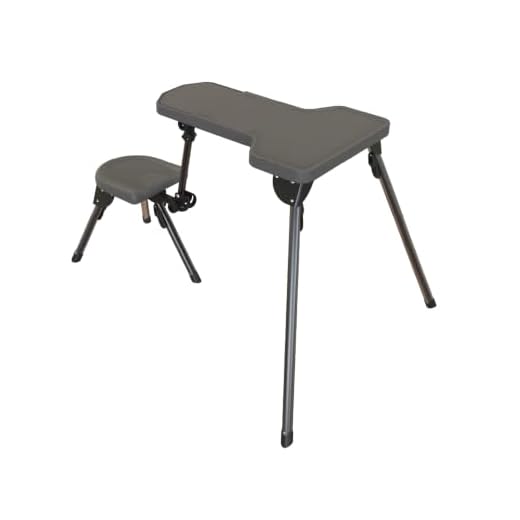 Caldwell Stable Table Lite with Weatherproof Tabletop, Ambidextrous Seat and Fully Collapsible Design for Easy Transport and Outdoor Target Shooting, Grey