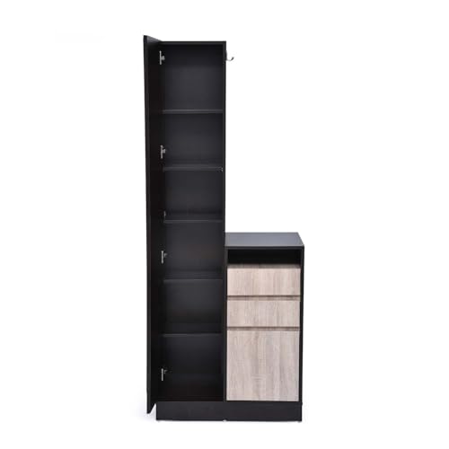 Image of Nilkamal Riva Dressing Table with Mirror and Storage | Engineered Wood Dresser for Bedroom | Wenge & Sonoma Oak
