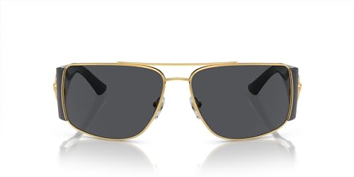 Versace Man Sunglasses Gold Frame, Dark Grey - Polar Lenses, 63MM3