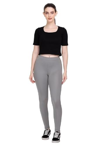 Image of ZAYANQA Combo of 2 Slim Fit Women /Girls Solid Stretchable Cotton Ankle Length Leggings with Ultrasoft Wide Elastic Waistband |Comfortable |Fashionwear|