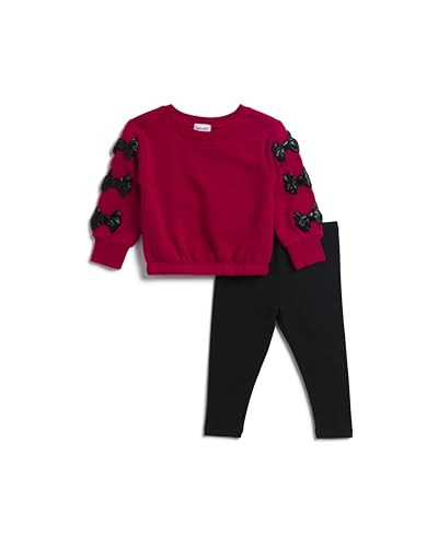 Splendid Baby Girls' Shiny Bow Sweatshirt Set, Scarlet, 18-24M