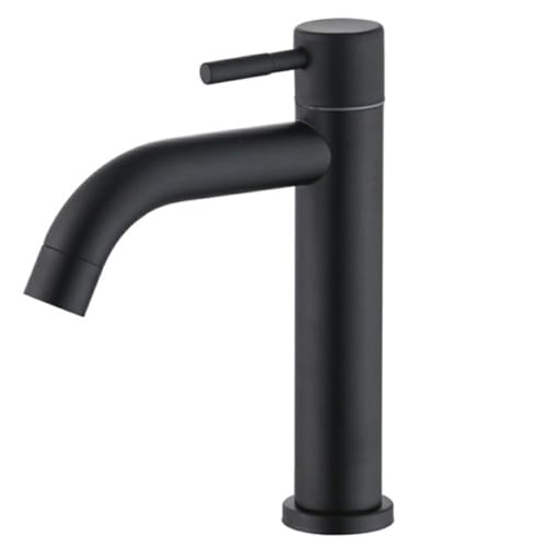 Auratrove Lavabo individual de agua fría, fregadero negro de acero inoxidable 304 con acabado antioxidante, cuenco redondo moderno para encimera de baño o cocina