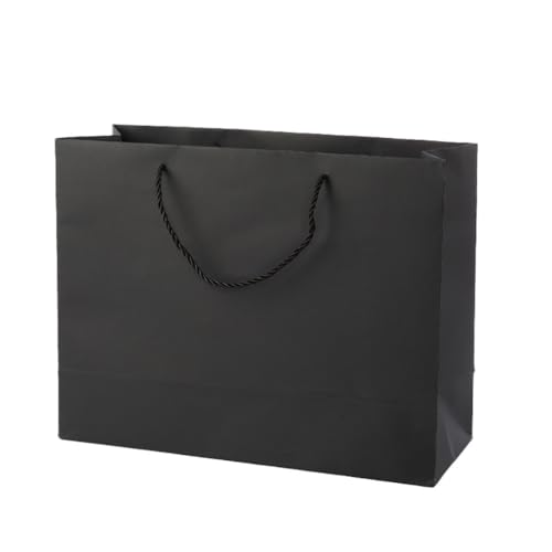 Van Der Linn Paper Gift Bags with Handles Wedding Gift Kraft Brown Black (Black (1PC))