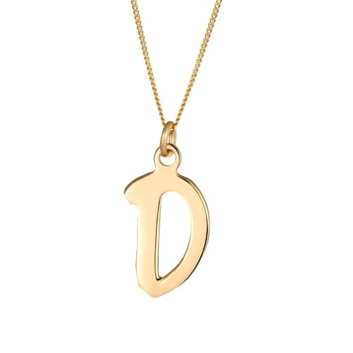 Image of The Jewellery Stockroom 9ct Gold Alphabet Pendant - D - with 16 Inches chain