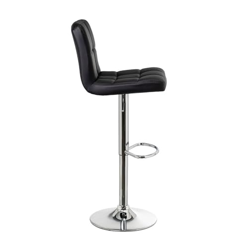 Miniatura 6 de Lolahome Taburete Alto De Cocina Giratorio En 360 , Sillas De Bar Regulable En Altura De 93 A 113 Cm, Con Respaldo De Polipiel, Estructura Metal Y Reposapiés, Negro