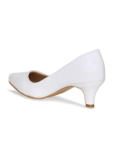 Get Glamr Women Faux Leather Classic Work Pumps|| Semi-Pointed Toe|| Block Low Heels|| Smart Causals|| Heel Pumps