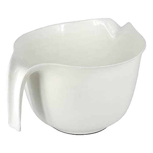Glad Mixing Bowl With Handle – 3 Quart | Heavy Duty Plastic With Pour Spout And Non-Slip Base | Dishwasher Safe Kitchen Supplies For Cooking And Baking, White #TOP4