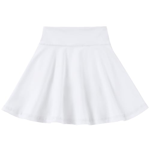 NARPLO Toddler Girls Skirts Skorts Built in Shorts Baby Summer Flowy Tennis Athletic Skirts Skorts for Girls with Pockets, White, 18-24 Months