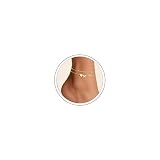 Turandoss Tobillera de corazón con letras para mujer, oro de 14 quilates, chapado en oro de 14 quilates, pulseras con circonitas, regalos para mujeres, niñas, novias, joyas de cumpleaños, Latón