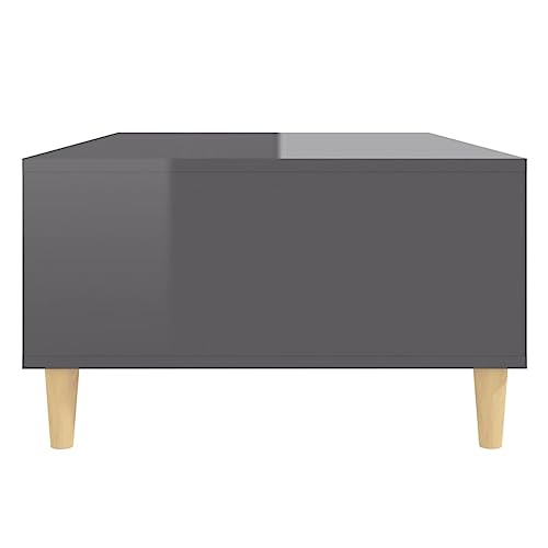 Table basse gris brillant en bois d'eucalyptus pour rangement salon - 7