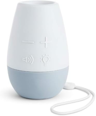Portable Baby Sleep Soother, White Noise Machine with Night Light, 3 Soothing Sounds, 30-Minute Timer, Blue and White