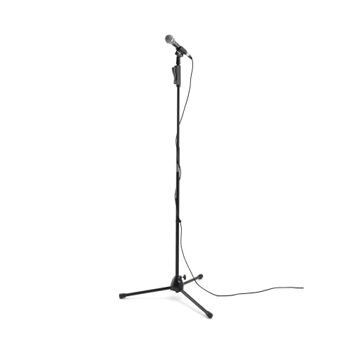 On-Stage MS7540 One-Handed Mic Stand with Tripod Base (For Vocal and Instrument Microphones, Height-Adjustable, Portable, Steel Construction, Standard 5/8?-27 Threading, Folding Tripod Base, Black)
