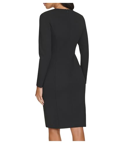 Image of Calvin Klein Women's Long Sleeve V-Neck Rhinestone Studded Crepe Mini Dress