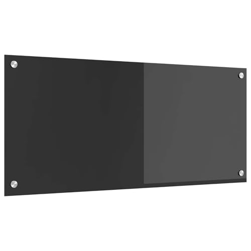 vidaXL Küchenrückwand Dunkelgrau 90 x 40 cm Gehärtetes Glas, Moderne Küchenrückwand, langlebiger hitzebeständiger Glas-Schutz, schlankes Upgrade für den Kochbereich, minimalistisches Schutzpanel