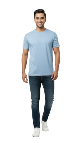 Image of Men's 100% Supima Cotton Crew Neck T-Shirt - Classic Slim Fit, Ultra-Soft Breathable Fabric, Short Sleeve Solid Tee