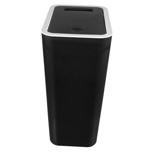 Caneca de basura rectangular con tapa y pedal color negro