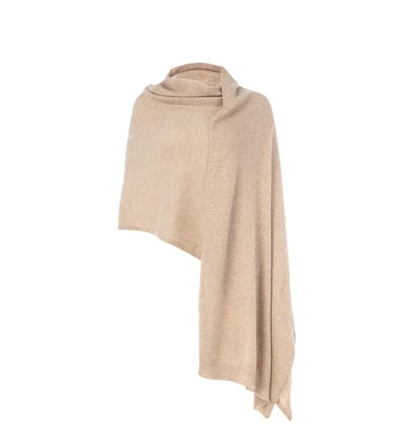 Étole pashmina en cachemire tricoté Villand, écharpe camel ultra légère et chaude pour le quotidien