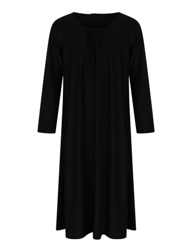 Hamishkane Girls Long Sleeve Maxi Dress Kids School Plain Abaya Holiday Islamic Top Jilbab Burkha Black