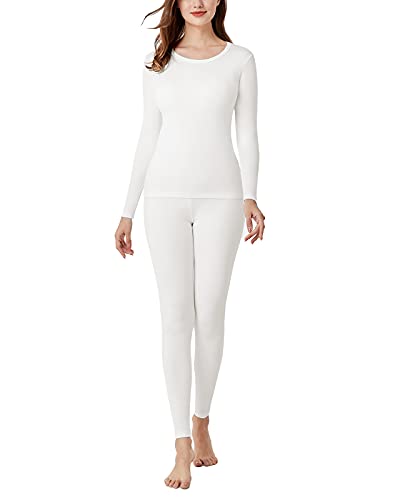 LAPASA Conjunto Ropa Termica Mujer Set Interior Camiseta Manga Larga Malla Termico Deportiva Invierno Frio Extremo Deporte Esqui Montaña Thermoflux 100 L17 M Blanco