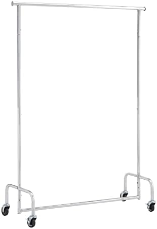 Amazon Basics Clothes Rail with Wheels, Chrome, 86-143 x 44 x 100-165 cm