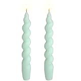 7.5 Inch Small Tapered Candles - Pack of 2 Twisted Candlesticks Green Spiral Taper Candles for Home