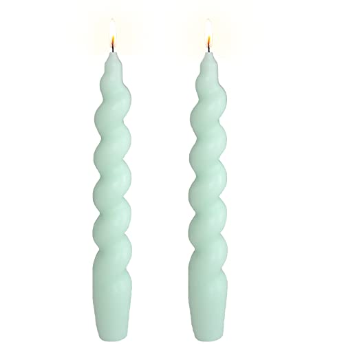 7.5 Inch Small Tapered Candles - Pack Of 2 Twisted Candlesticks Green Spiral Taper Candles For Home Decor Wedding Party #TOP3