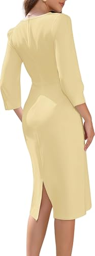 Image of Church Dress for Women Hem Peplum Skirt with Belted Midi Dresses Fit for Office and Cocktail Party
