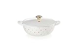 Le Creuset L'Amour Enameled Cast Iron Soup Pot, 2.75 Quarts, White with Heart Applique & Light Gold...