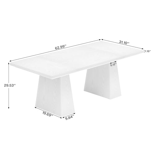 Image of Tribesigns 63-Inch Executive Desk, Large Office Computer Desk with Double Pedestal, Modern Simple Workstations Writing Table Conference Table Business Furniture for Home Office, White