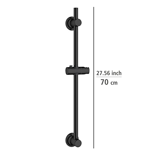Barra de ducha adhesiva WENKO de acero inoxidable con soporte regulable negro de 70cm 5