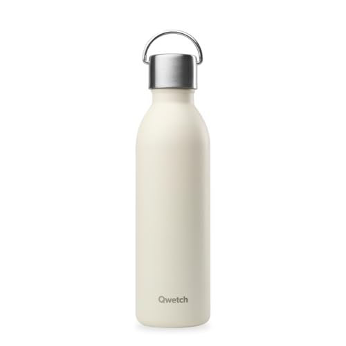 Qwetch – Botella isotérmica activa de arena 600 ml – Botella con asa de acero inoxidable reciclada – 24 horas frías y 12 horas calientes – impermeable, libre de BPA y compacta