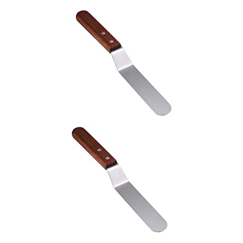 Angoily Lot De 2 Spatules À Crème En Acier Inoxydable De 15 Cm 6 Pouces Pour Décoration De Gâteaux Au Beurre Et Au Bois Pour Glaçage Fondant Pâtisserie