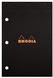 Rhodia Staplebound Black 8.25 X 11.75 Lined with Margin 3 Hole Punched Notepad, Pack of 5