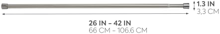 Idesign Drążek do Zasłony Prysznicowej, Stal Nierdzewna, Srebrny Mat, 66-107 cm