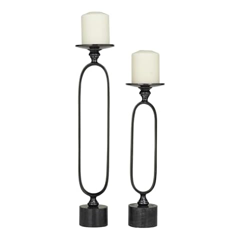 Deco 79 Aluminium Candle Holders with Marble Base Cover