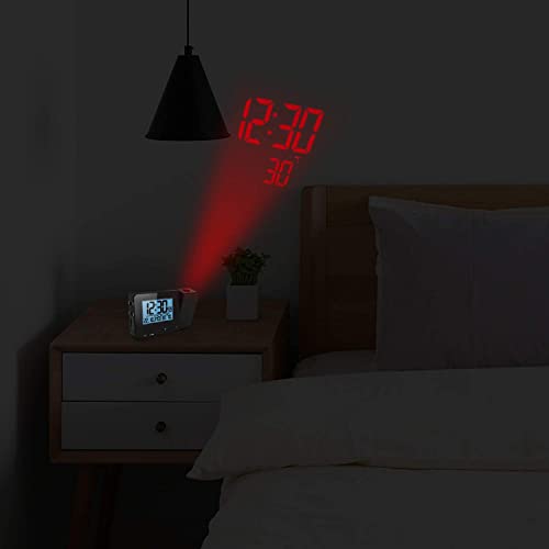Relojes de proyección con temperatura Houkiper y despertador digital con brillo ajustable 3