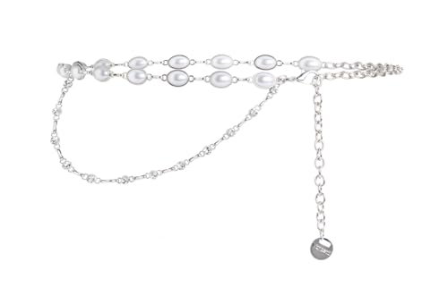 Ceinture de taille Vanzetti 10 mm argent et blanc chain belt pour femme en W95