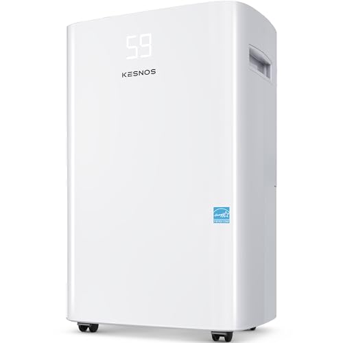 Kesnos 5500 Sq. Ft Large Dehumidifier for Home with Drain Hose for Basements, Bedrooms, Bathrooms, Laundry Rooms - with Intelligent Control Panel, Front Display, 24 Hr Timer and 1.32 Gallon Water Tank