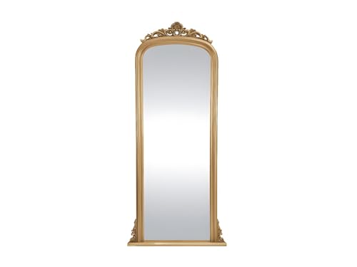 Vente-unique - Grand Miroir Vintage en Bois de Paulownia - H.180 cm - Doré - Merry